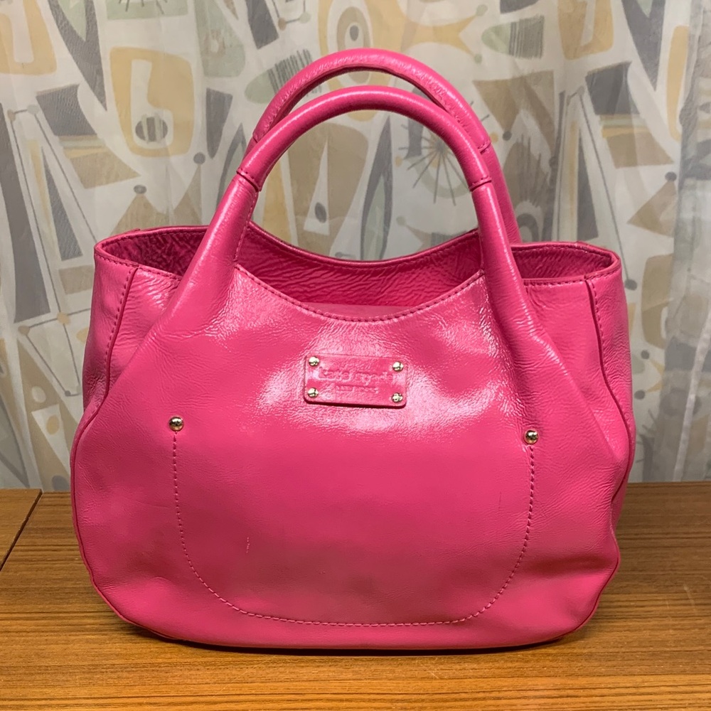 KATE SPADE 34th Street Treesh Dark Pink Patent Leather Tote Hand Bag